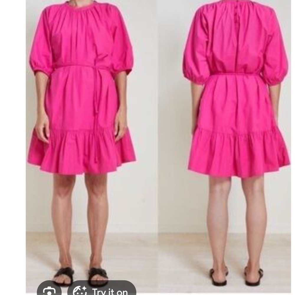 Apiece apart midi dress pink organic cotton bubble Belted